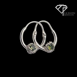 Medium Kate Silver Baaliyan – 1.6g Green Zircon Glam