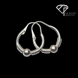 Medium Ropped & Beaded Silver Baaliyan – 1.7g Detailed Elegance