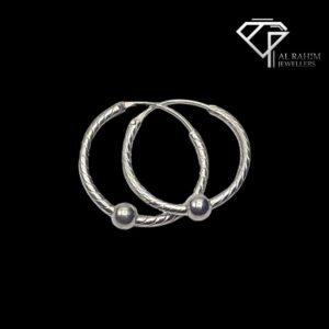 Large Twisted Beaded Huggie Silver Baaliyan – 1.7g Elegant Detail