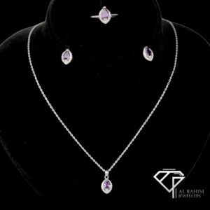 Purple Marquise Cut Zircon Silver Locket Set – 8.7g Royal Charm