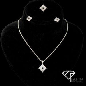 Black Peridot & White Zircon Silver Locket Set – 12.4g Bold Elegance