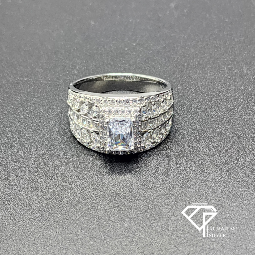 Crystal Band Rhodium Ring โ 6.1g Sleek Elegance - Image 2