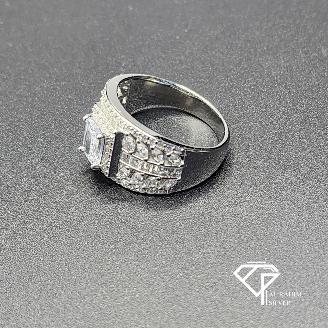 Crystal Band Rhodium Ring โ 6.1g Sleek Elegance - Image 3