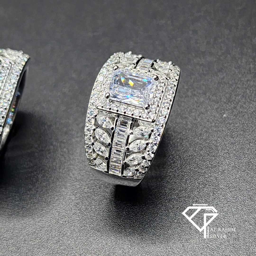 Crystal Band Rhodium Ring โ 6.1g Sleek Elegance