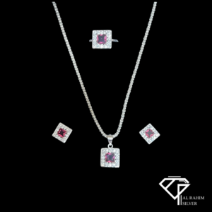 Red Square Locket Set without Chain – Bold Elegance