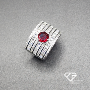 Red Column Rhodium Ring – 5.9g Regal Charm