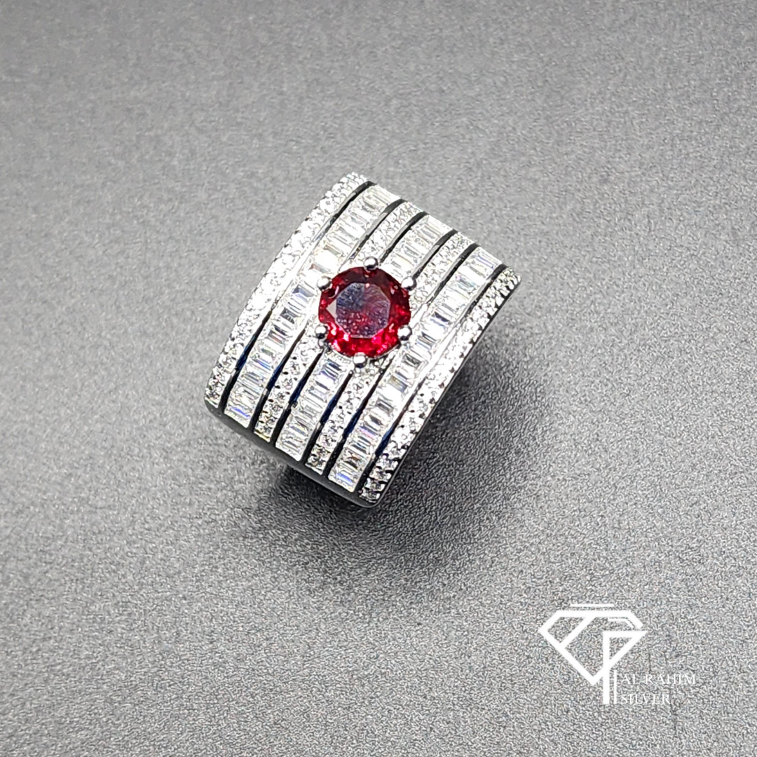Red Column Rhodium Ring โ 5.9g Regal Charm