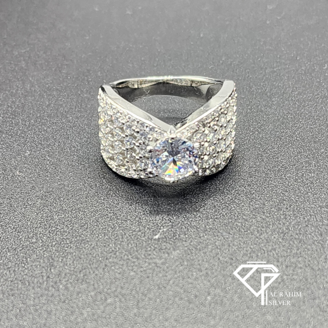 Crystal Bow Rhodium Ring – 6.1g Elegant Sparkle - Image 3