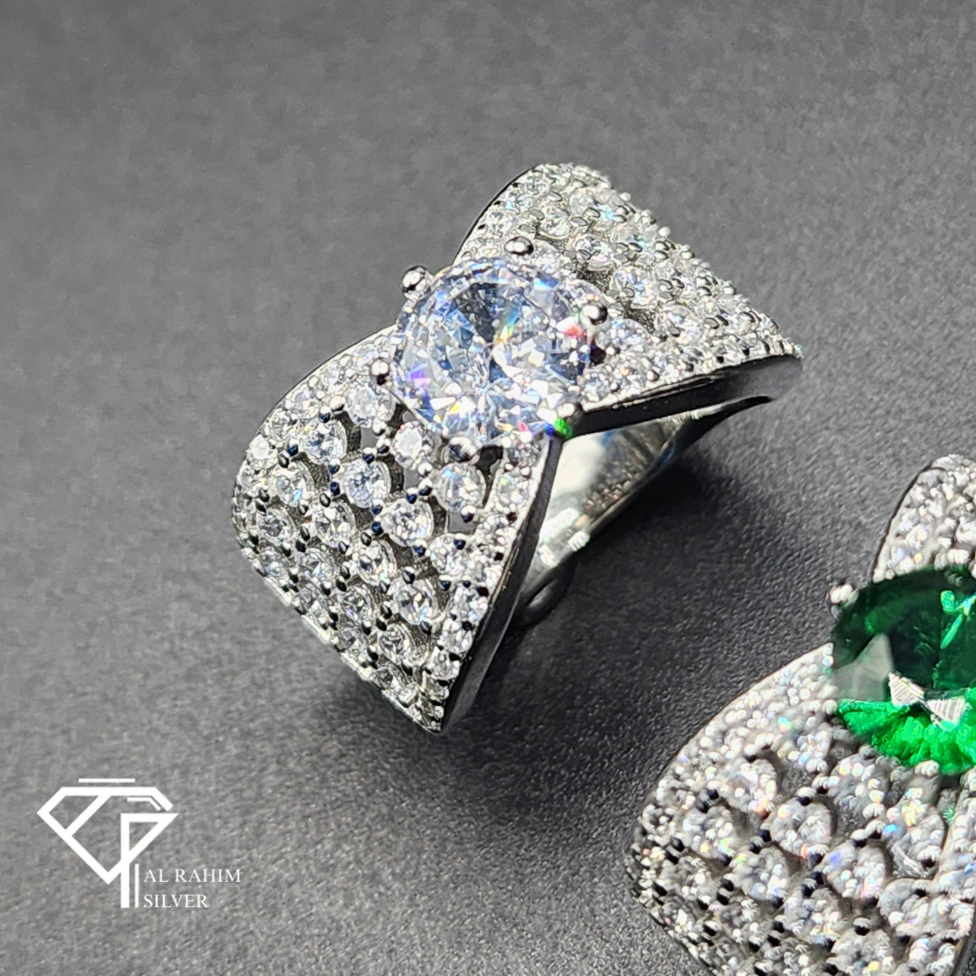 Crystal Bow Rhodium Ring – 6.1g Elegant Sparkle