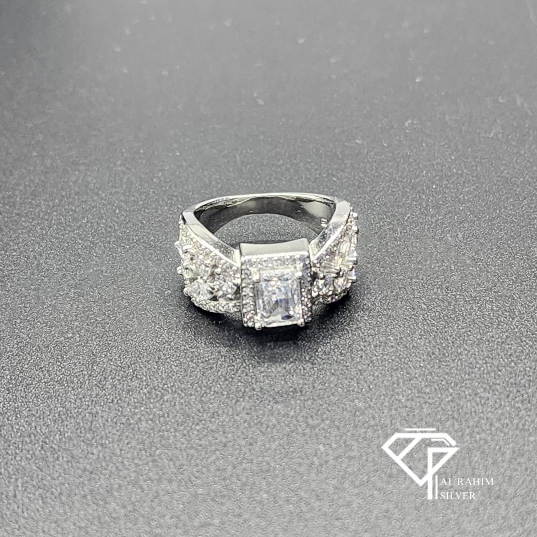 Crystal Ribbon Rhodium Ring – 6.2g Graceful Elegance - Image 2