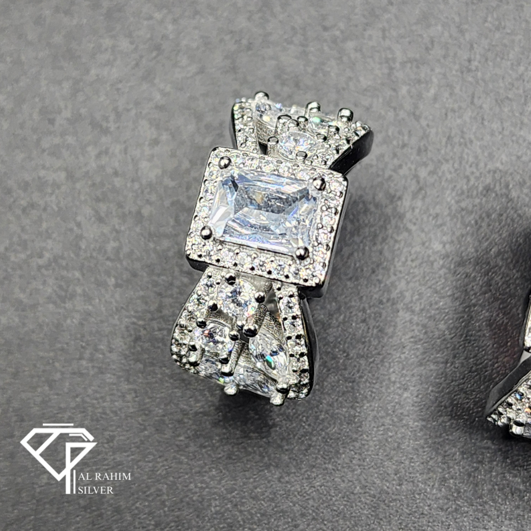 Crystal Ribbon Rhodium Ring – 6.2g Graceful Elegance