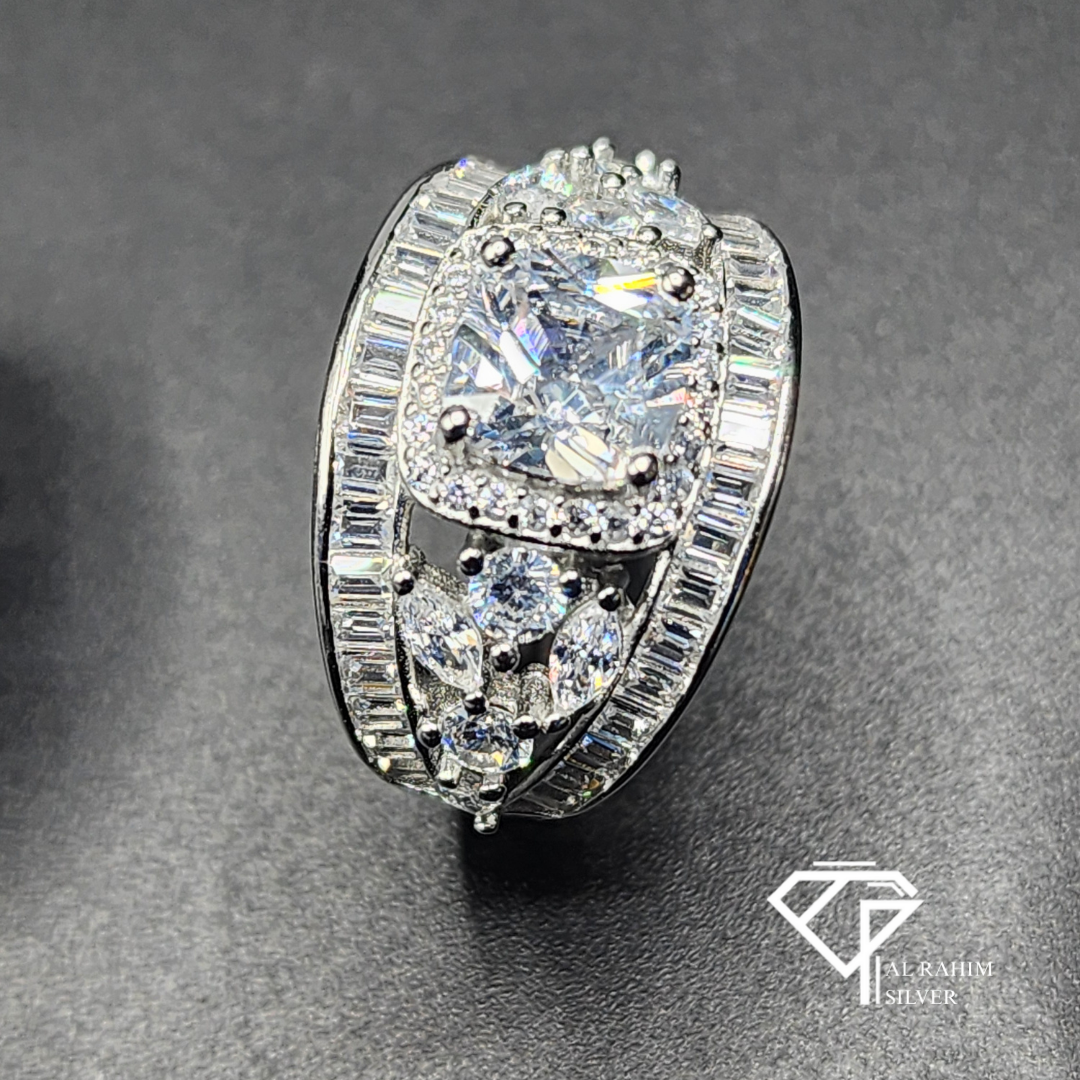 Crystal Crest Rhodium Ring โ 5.9g Regal Charm